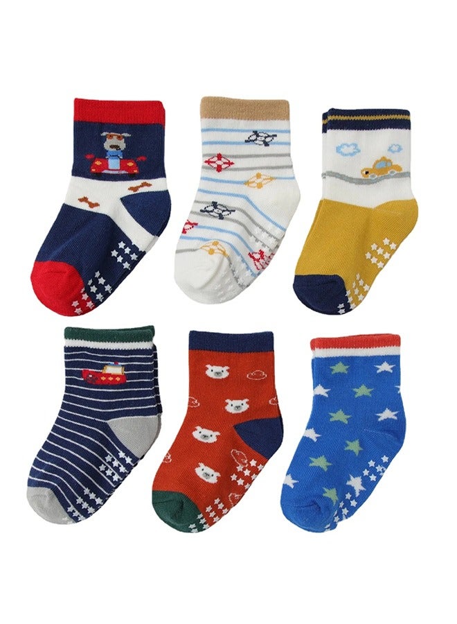 DOOKOO 12 Pairs Baby Socks Cotton Non-Slip Striped Kids Socks Boys' Socks Girls' Socks Multicolor - Image 2