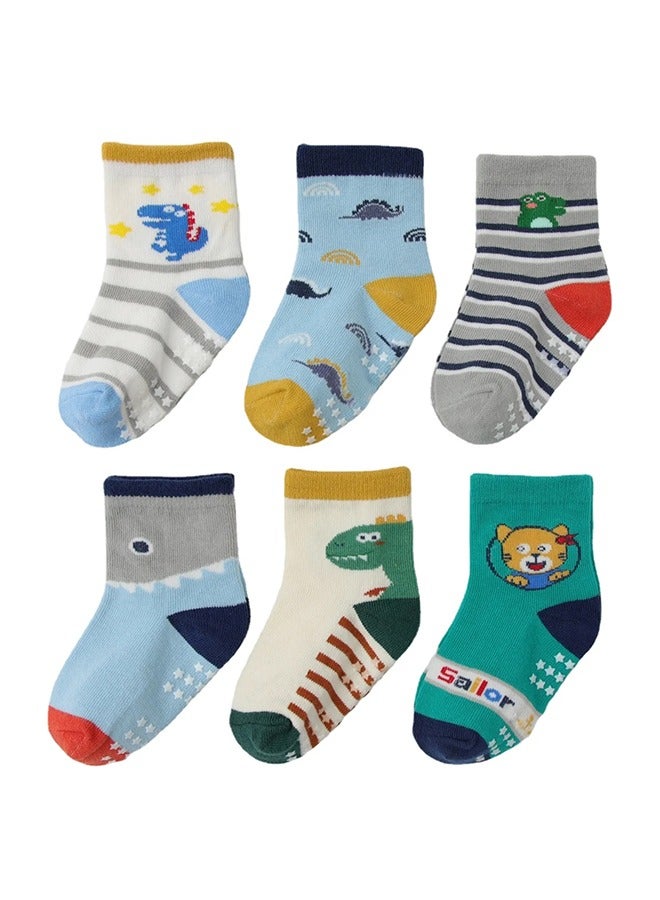 DOOKOO 12 Pairs Baby Socks Cotton Non-Slip Striped Kids Socks Boys' Socks Girls' Socks Multicolor - Image 3
