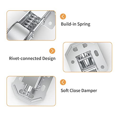 Chibery 4 Pack 90 Degree Soft Close Surface Mount Spring Hinges, Easy Installation No Pre-drilled, Noiseless Frameless Hidden Concealed Kitchen Cabinet Hinge for Cupboard Folded Replacement Hardware - Image 5