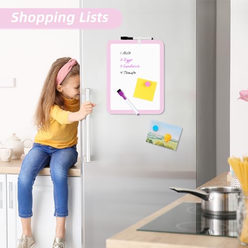 VUSIGN Small White Board Dry Erase 85 x 11 Magnetic Dry Erase Board Mini Whiteboard with Markers for Students Fridge Wall Locker Pink - Image 3