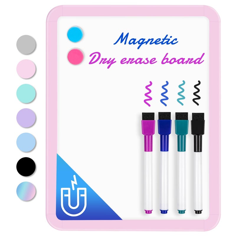 VUSIGN Small White Board Dry Erase 85 x 11 Magnetic Dry Erase Board Mini Whiteboard with Markers for Students Fridge Wall Locker Pink - Image 2