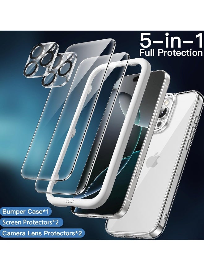 DUSALA 5-in-1 Case for iPhone 16 Pro Max (6.9-Inch) - Includes 2 Tempered Glass Screen Protectors & Camera Lens Protectors, Non-Yellowing Shockproof Bumper Cover - Clear - Image 3
