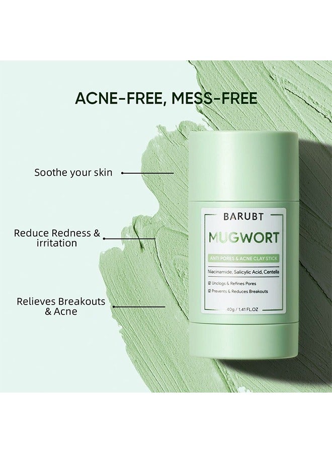 BARUBT Mugwort Acne Clay Stick, Mugwort Anti Pores And Acne Clay Mask, Cleansing Mask Mud Mask For Men And Women, Moisturizing Oil Control Shrink Remove Blackheads, Shrink Pores, Improve Skin Tone - Image 2