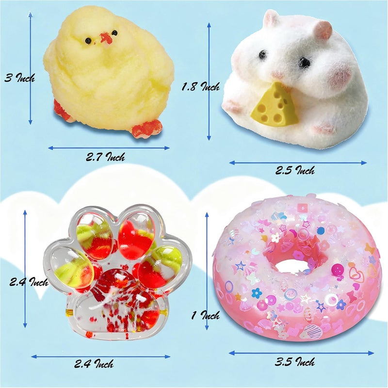 VANNYVANYA 4Pcs Taba Squishy Squeeze Toys, Cute Soft Chicks Paw Donuts Squishy Toys, Stress Relief Squishies for Party Favors, Perfect for Stress and Anxiety Relaxing Toy Fidget Toys - Image 2