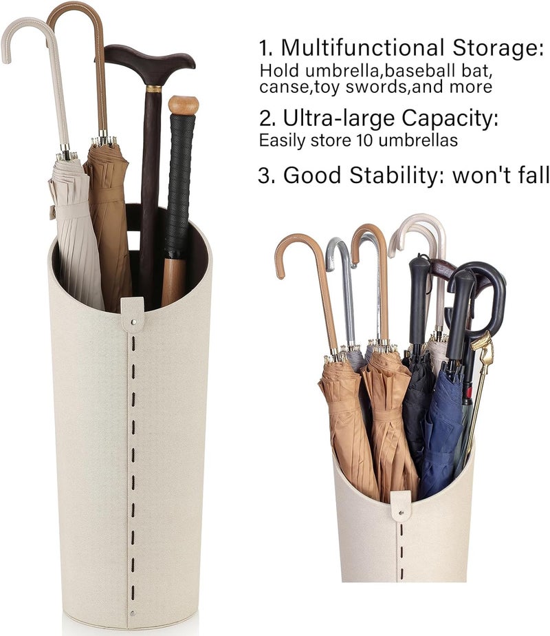 ELPMD Tall Umbrella Holder White That won't Tip Over and Removable Drip Water Tray Modern Farmhouse Home Decor Umbrella Bucket Rack Can Storage 10 Different Sizes of Golf Umbrellas Canes etc - Image 5