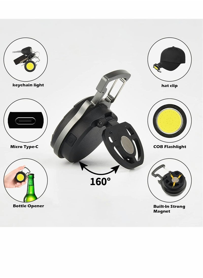 KASTWAVE - Mini Keychain Led Flashlight 800 Lumens Bright Cob Mini Flashlight Keychain Light with Folding Bracket Bottle Opener Magnet Portable Pocket Light for Camping Emergency Fishing Style B - Image 1