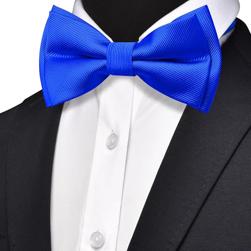GUSLESON Royal Blue Formal Bow Tie for Wedding Pre-tied Bowtie and Pocket Square Cufflink Sets (0577-07) - Image 3