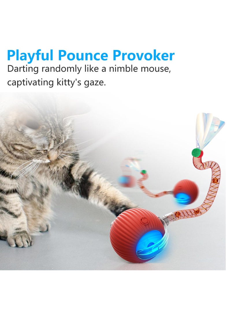 HEYAN Interactive Cat Toys for Indoor Cats, Agile Moving Cat Ball with Elastic Tail,Automatic Cat/Kitten Toys for Bored Indoor Adult Cats,Motion Activated  - Image 2