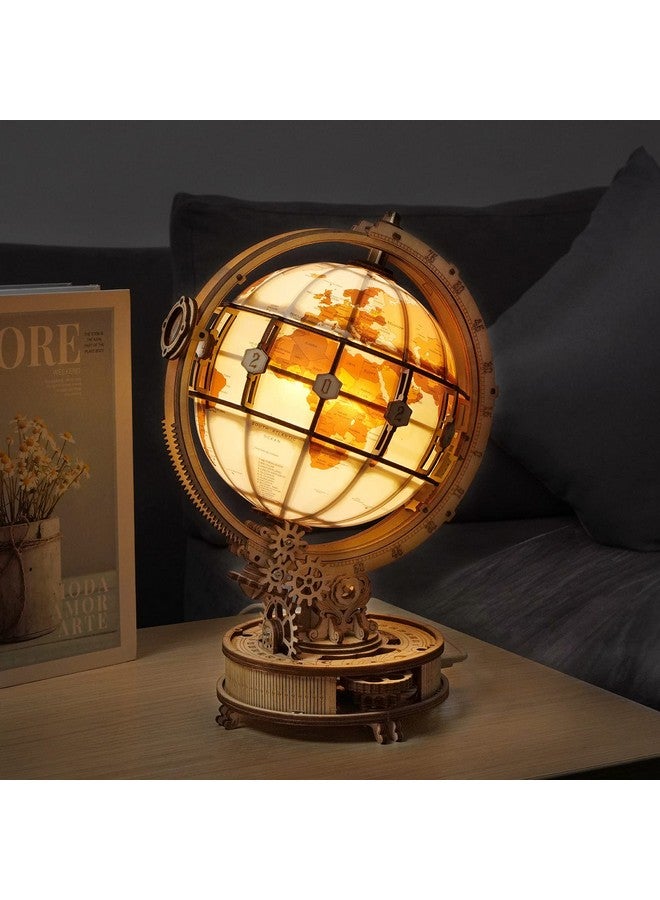 ROKR 3D Wooden Puzzles For Adults, Led Illuminated Globe With Stand, 3D Wooden Globe Model Kits With Led Light, Unique Gift For Birthday/Anniversay - Image 1