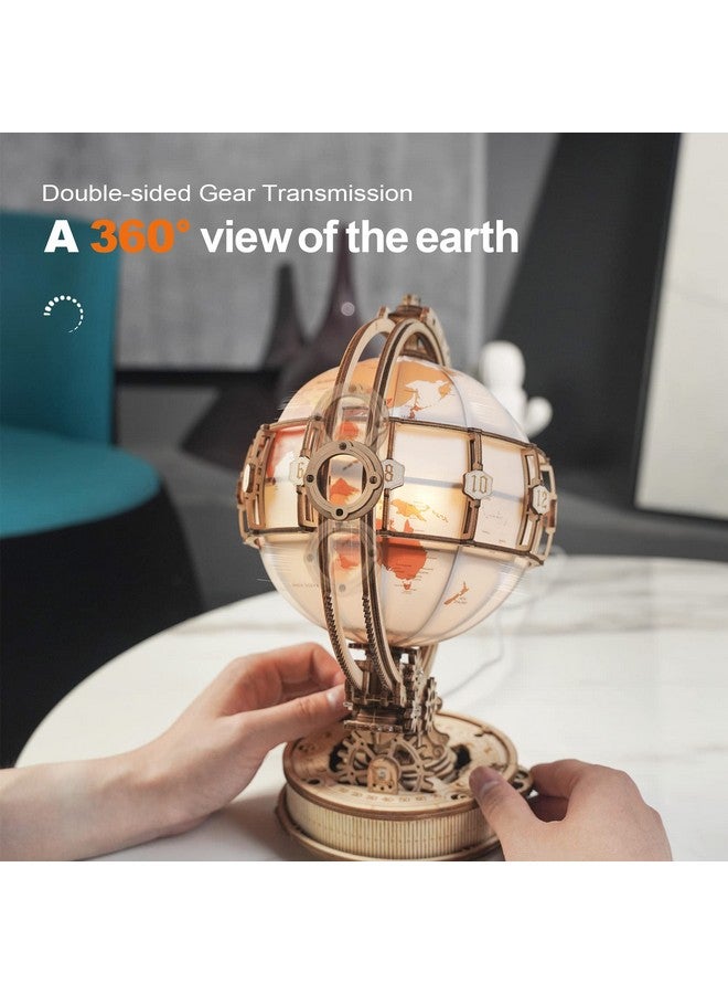 ROKR 3D Wooden Puzzles For Adults, Led Illuminated Globe With Stand, 3D Wooden Globe Model Kits With Led Light, Unique Gift For Birthday/Anniversay - Image 4
