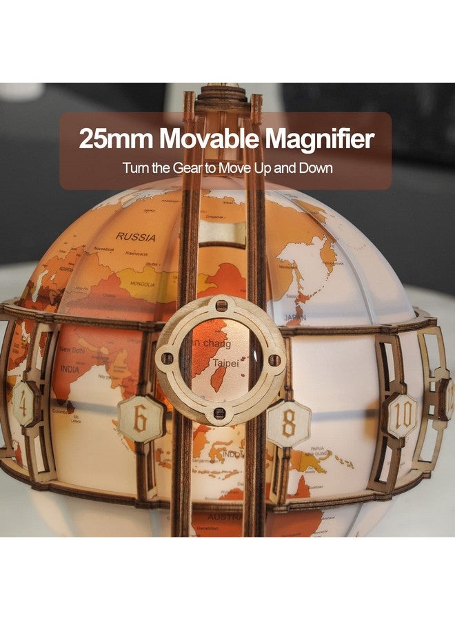 ROKR 3D Wooden Puzzles For Adults, Led Illuminated Globe With Stand, 3D Wooden Globe Model Kits With Led Light, Unique Gift For Birthday/Anniversay - Image 5