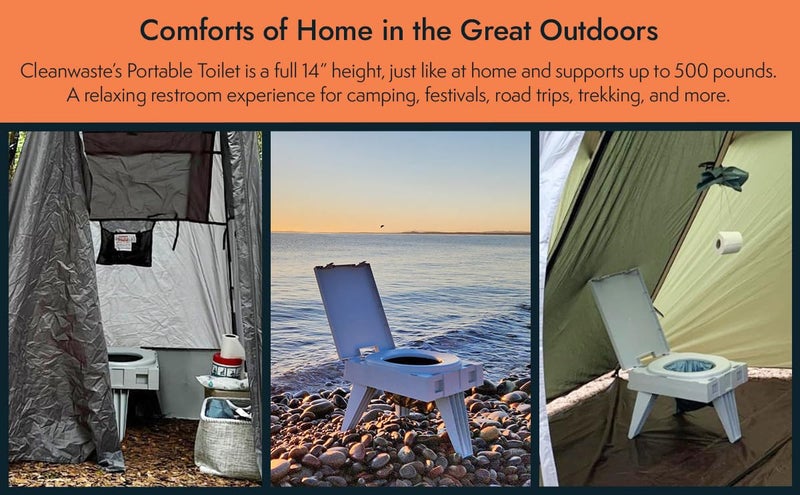 Cleanwaste GO Anywhere Portable Folding Toilet - Plus Bonus Original Wag Bag Kit - Image 4