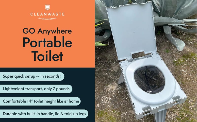 Cleanwaste GO Anywhere Portable Folding Toilet - Plus Bonus Original Wag Bag Kit - Image 2
