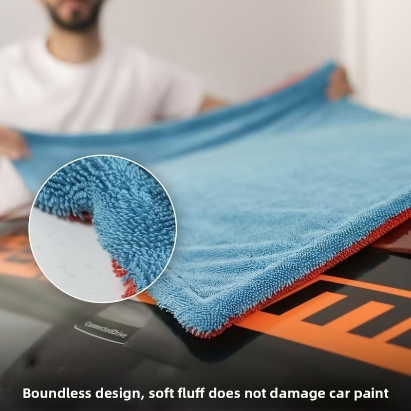 Large 2 Tone Car Towel 16x16 Inch Super Soft Absorbent Twisted Ring Microfiber For Fine Car Washing And Outdoor Car Maintenance - Image 3