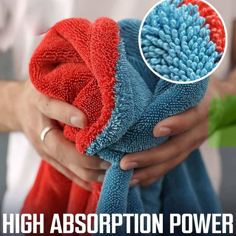 Large 2 Tone Car Towel 16x16 Inch Super Soft Absorbent Twisted Ring Microfiber For Fine Car Washing And Outdoor Car Maintenance - Image 2