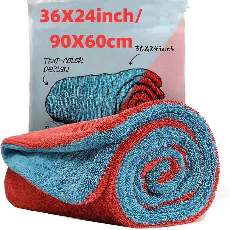 Large 2 Tone Car Towel 16x16 Inch Super Soft Absorbent Twisted Ring Microfiber For Fine Car Washing And Outdoor Car Maintenance - Image 1