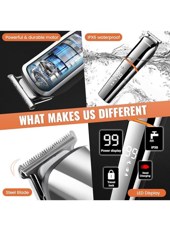 PRITECH Hair Clippers, Beard Trimmer for Men, Cordless Hair Trimmer Hair Cutting Groomer Kit, USB Rechargeable 6 in 1 - Image 4