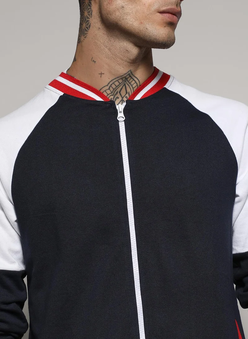 Campus Sutra Men's Multicolour Zip-Front Jacket With Raglan Sleeve