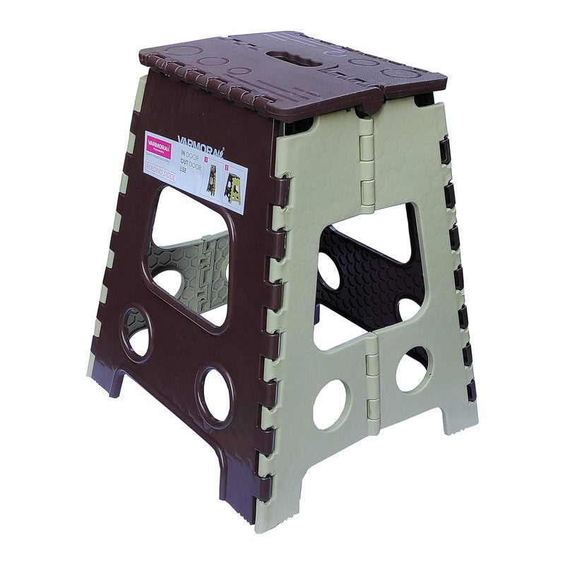 Varmora 18 Inches Super Strong Folding Step Stool for Adults and Kids Kitchen Stepping Stools Garden Step StoolOffice StoolKitchen Stool Brown - Image 2
