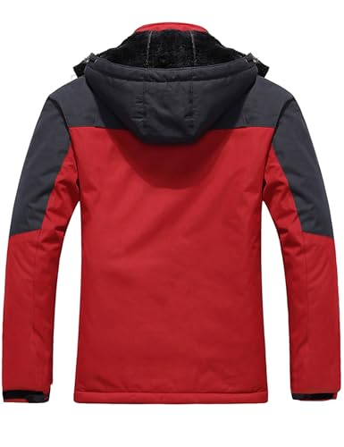Wantdo Men's Waterproof Mountain Jacket Fleece Windproof Ski Jacket US L Red L - Image 2