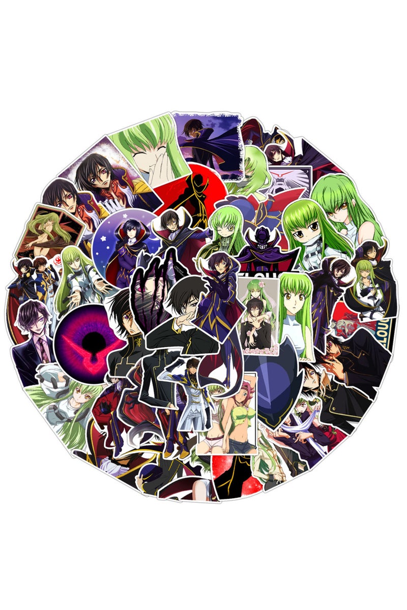 إيروريكس DMTZ556-50 قطعة ملصقات جرافيتي كرتونية من مسلسل كود جياس، مقاومة للماء، مناسبة للحقائب، أجهزة الكمبيوتر المحمولة، وزجاجات المياه