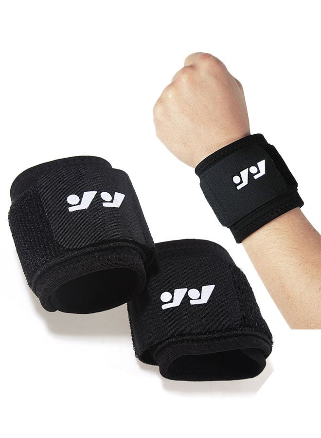 2 Pcs Wrist Brace for Women and Men, Adjustable Wrist Wraps for Fitness Weightlifting, Tendonitis, Carpal Tunnel Arthritis, Comfortable and Highly Elastic for Relief Wrist Pain, Black - Image 1