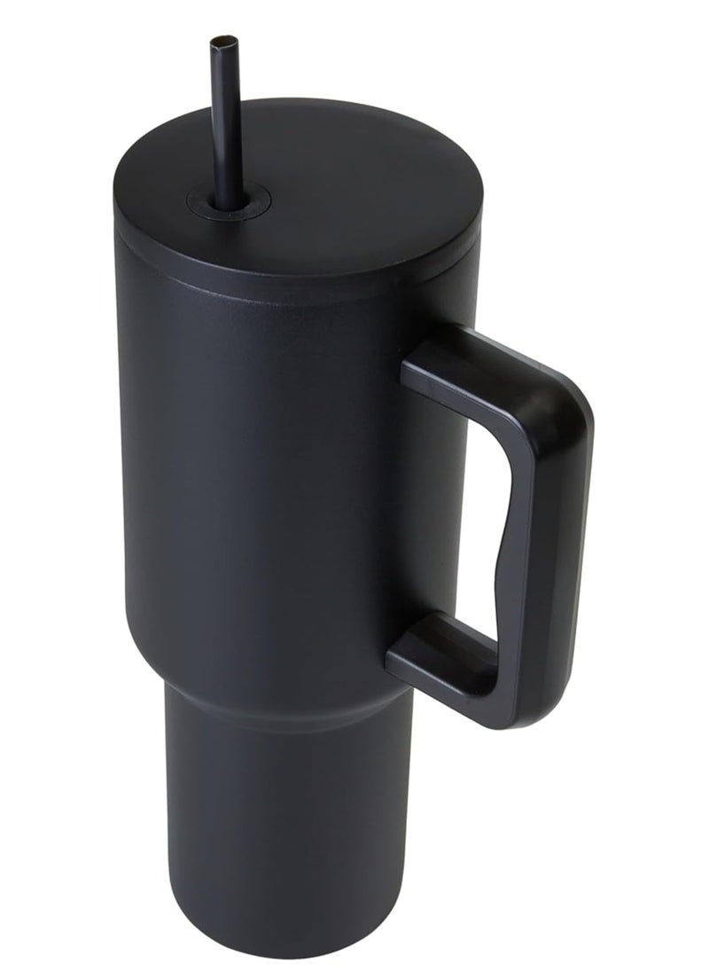JoyousSto 40 OZ Tumbler with Handle and Straw Lid,Double Vacuum Stainless Steel Water Bottle,Insulated Cup for Water, Iced Tea or Coffee,Keep Hot/Cold for Hours  Black  - Image 2