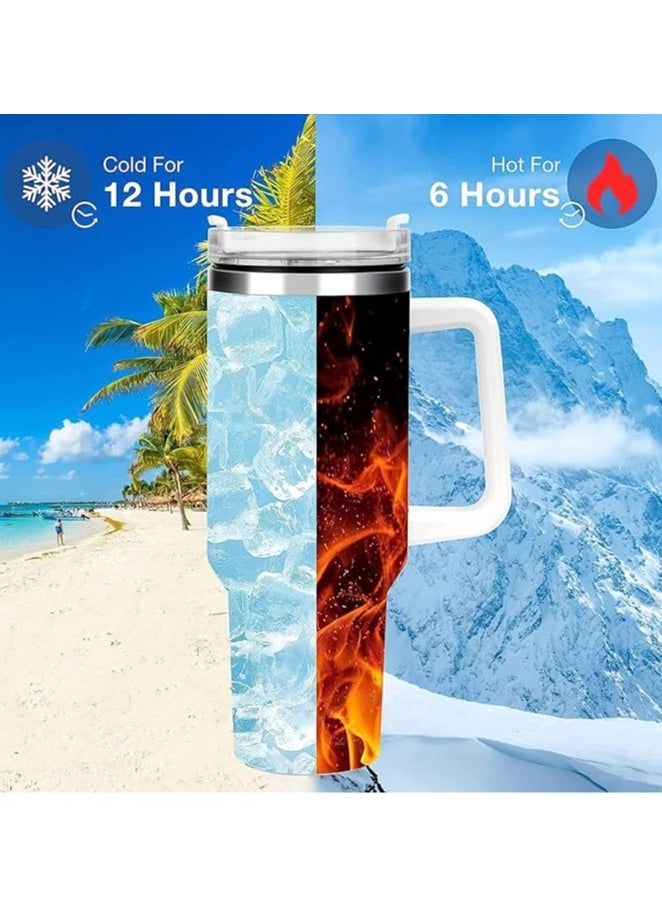 JoyousSto 40 OZ Tumbler with Handle and Straw Lid,Double Vacuum Stainless Steel Water Bottle,Insulated Cup for Water, Iced Tea or Coffee,Keep Hot/Cold for Hours  Black  - Image 5