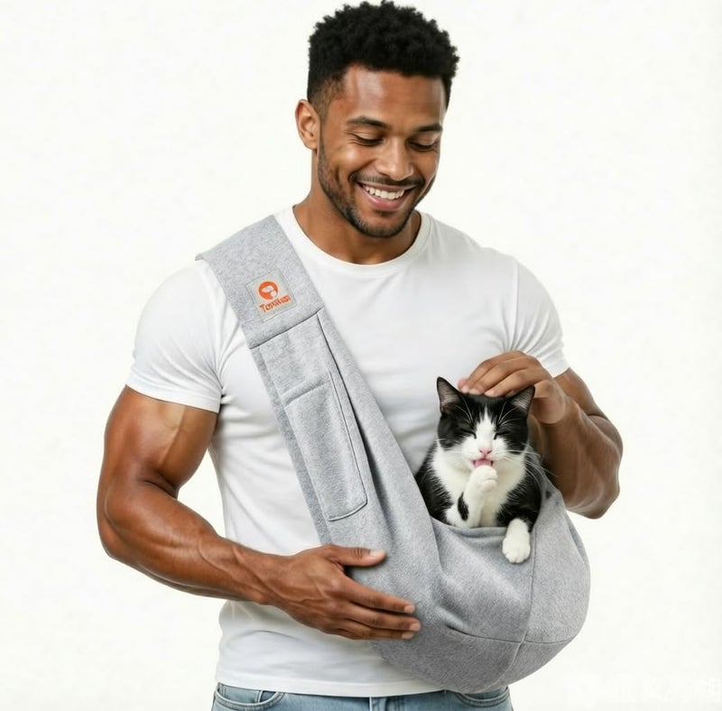 Tomkas Dog Sling Carrier for Small Dogs Puppy Carrier for Small Dogs (Grey, for Pets Weight 2-7 lbs)
