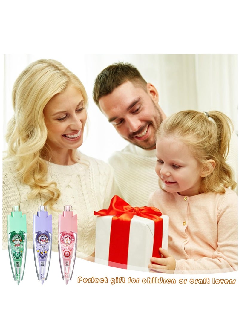 Decorative Correction Tape, 3Pcs Cute Pattern Press Type Decorative Pens for Kids, Decorative Tape Pen, Correction Tape Pen Set, Decorative Pens for Kids, Tape Pen for Scrapbooking Diary DIY Crafts