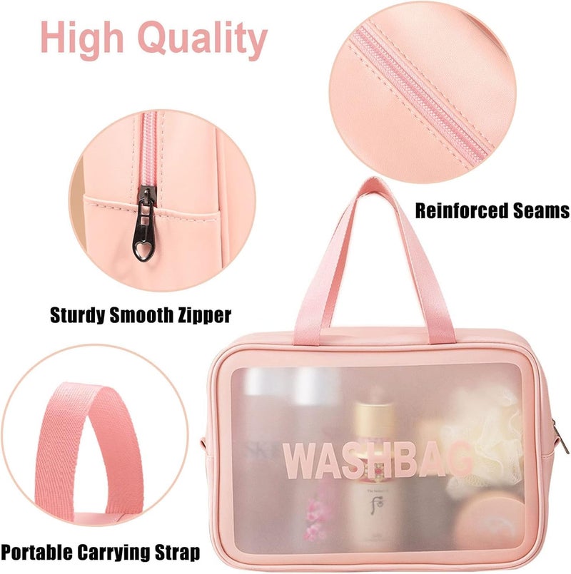 SVIASH Cosmetic Pouch Make up Bag for Home Travel Toiletry Bag for Cosmetics Brushes Accessories Set of 3 Wash Bag Light Pink and Black Pink - Image 4