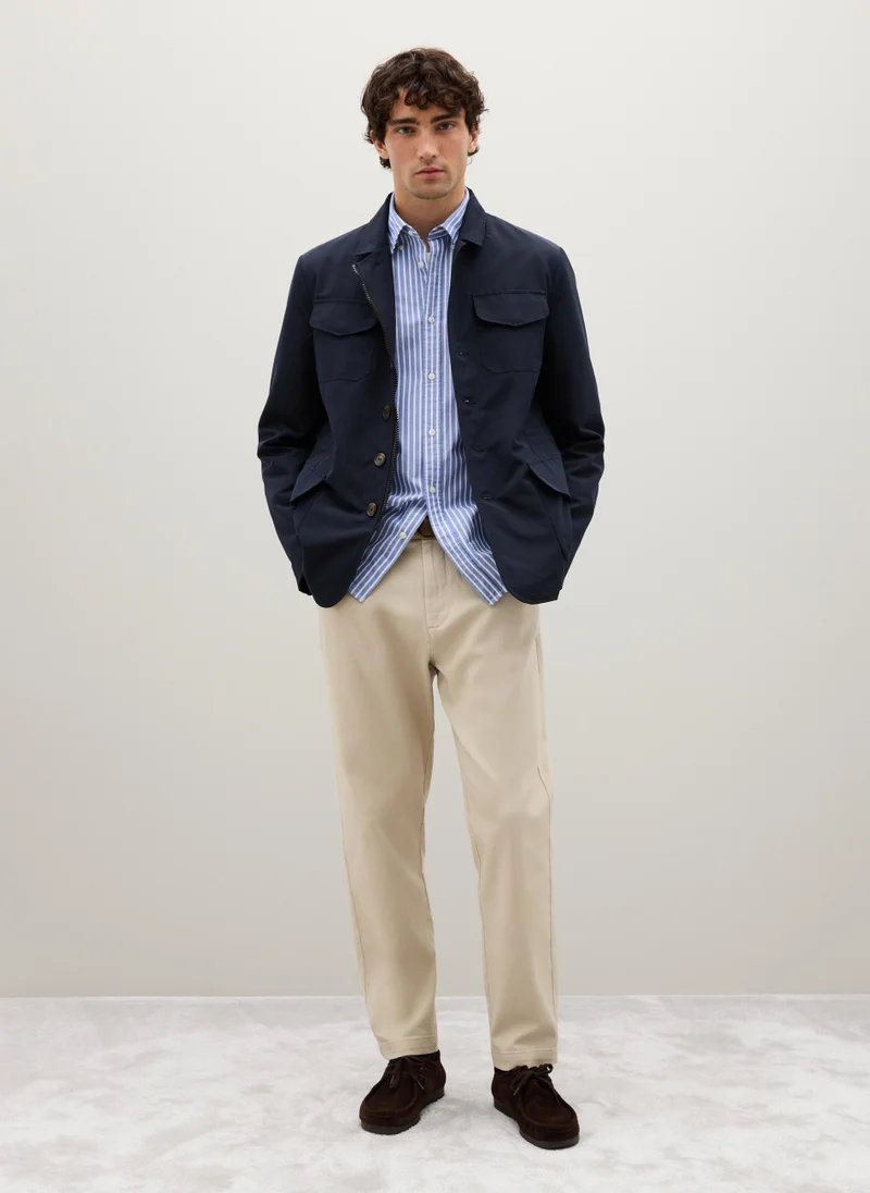 OVS Beige Stretch Cotton Trousers With Carrot Fit