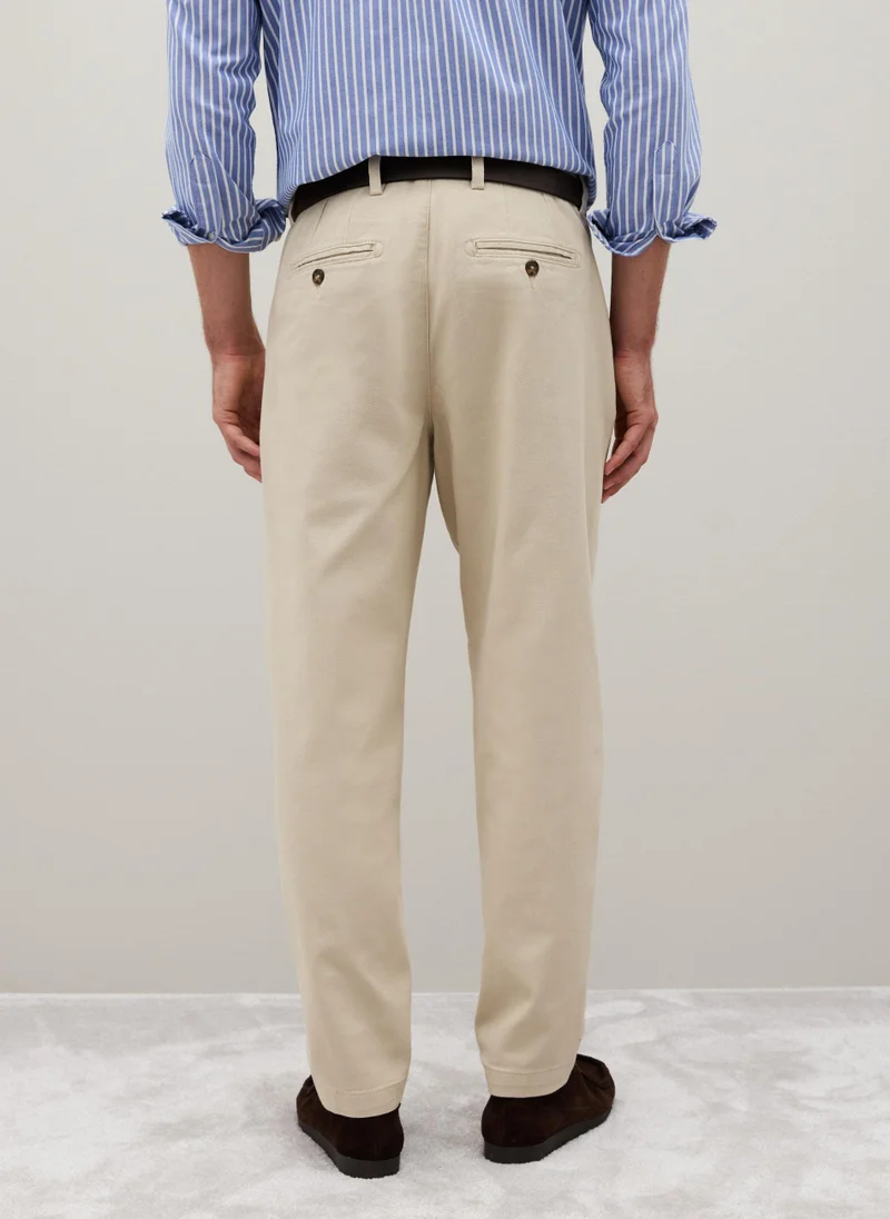 Ovs OVS Beige Stretch Cotton Trousers With Carrot Fit