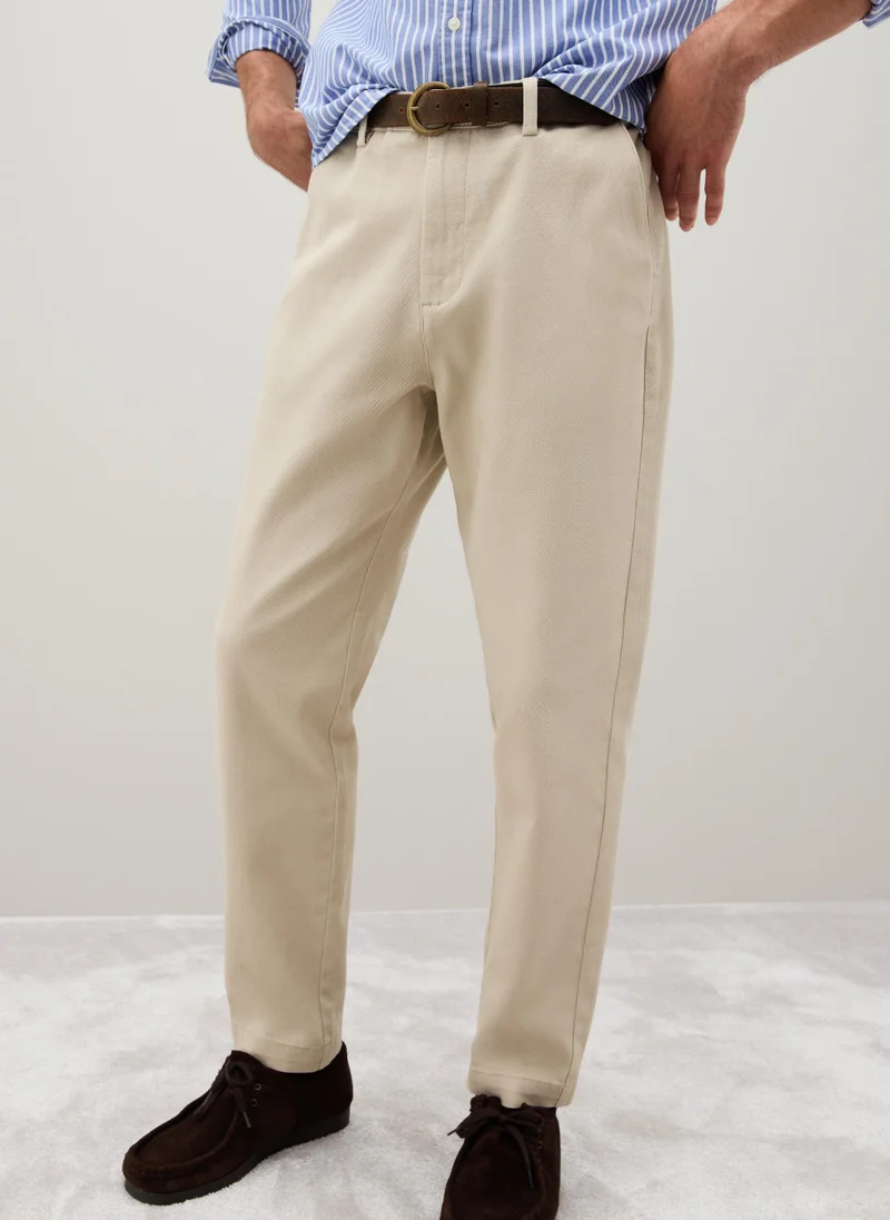 Ovs OVS Beige Stretch Cotton Trousers With Carrot Fit