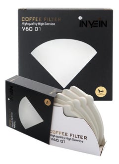INVEIN INVEIN V60 Coffee Filters, Size 01 - 100 Natural, Oxygen-Bleached, Odor-Free Cone Coffee Filters for Dripping and Brewing 1-2 Cups of Coffee  - Image 1