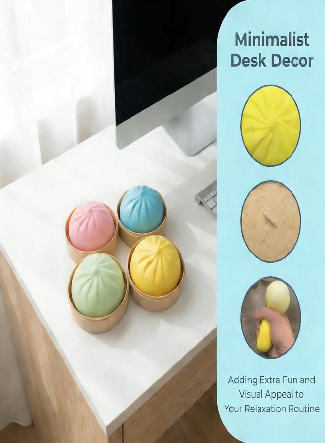 Plman 2PCS Squishy Dumpling Mystery Dumpling Squishy, Dumplings Toy for Stress Relief, Dumpling Stress Ball Large Squeeze Dough Ball Stress Relief Toy for Adults (Yellow & Pink) - Image 2