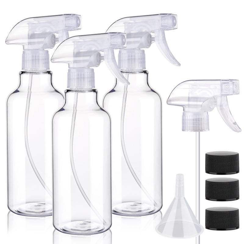 Hethyo 3 Pack Plastic Spray Bottles Empty Spray Bottle 10oz/300ml Heavy Duty Spraying Bottles Mist/Stream Water Bottle for Cleaning Solutions, Essential Oils, Hair (clear) - Image 1