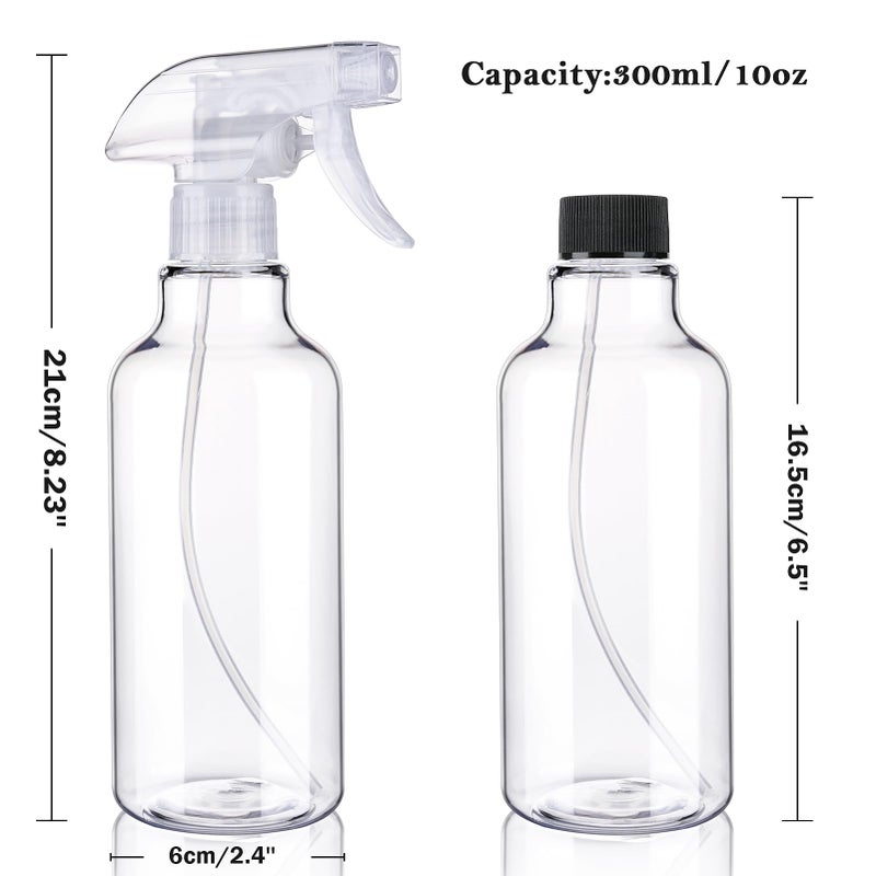 Hethyo 3 Pack Plastic Spray Bottles Empty Spray Bottle 10oz/300ml Heavy Duty Spraying Bottles Mist/Stream Water Bottle for Cleaning Solutions, Essential Oils, Hair (clear) - Image 5