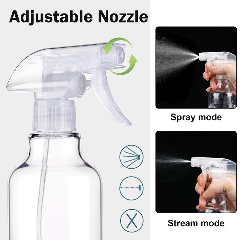 Hethyo 3 Pack Plastic Spray Bottles Empty Spray Bottle 10oz/300ml Heavy Duty Spraying Bottles Mist/Stream Water Bottle for Cleaning Solutions, Essential Oils, Hair (clear) - Image 3