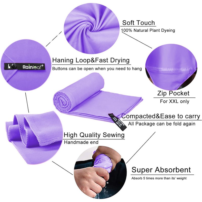 Rainleaf Microfiber Towel Perfect Travel & Gym & Camping Towel. Quick Dry - Super Absorbent - Ultra Compact - Lightweight. Suitable for Trip, Beach, Shower, Backpacking, Pool - Image 3