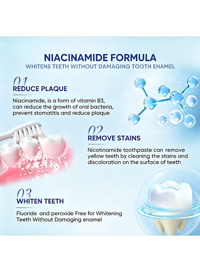 BARUBT Niacinamide Whitening Toothpaste, Deep Stain Removal, Fresh Long-lasting Breath, Gentle Teeth Whitening Oral Care Toothpaste 100g - Image 2