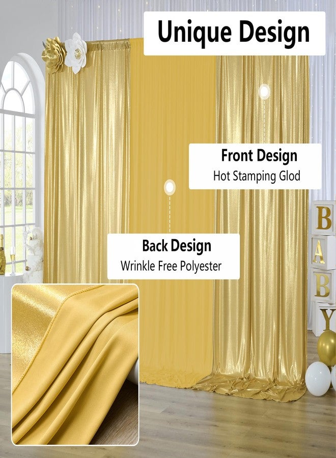 NSSONBEN 10×10ft Gold Glitter Backdrop Curtain Panels, Thick Not Fall Sequin Shimmer Wedding Drapes for Backdrop,2 Panels 5×10ft Hot Stamping Back Drop Cloths for Parties Birthday Photo Background Curtains - Image 5