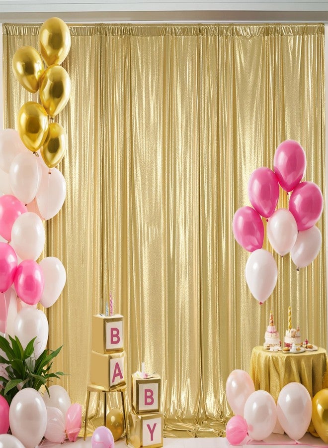 NSSONBEN 10×10ft Gold Glitter Backdrop Curtain Panels, Thick Not Fall Sequin Shimmer Wedding Drapes for Backdrop,2 Panels 5×10ft Hot Stamping Back Drop Cloths for Parties Birthday Photo Background Curtains - Image 1