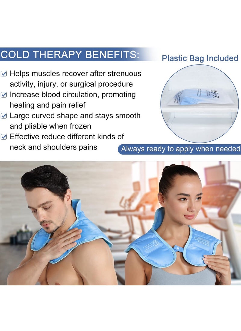Ice Pack for Neck and Shoulders, Reusable Gel Cold Compress for Rotator Cuff Injuries, Swelling, Upper Back Pain Relief, Large Neck Ice Pack Wrap with Soft Plush Lining