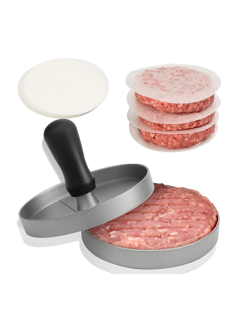 CMGTYYD Burger Press Patty Maker - Kitchen Mold Hamburger Press with 100 Parchment Papers - Non - Stick Hamburger Mold with Free Wax Patty Paper Sheets - BPA Free - Image 1