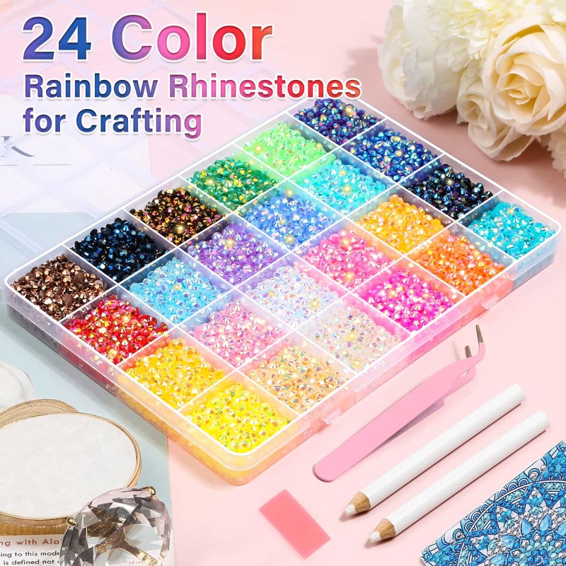 Audab Multicolor 4mm AB Rhinestone Kit with 16000pcs, 4pcs B7000 Jewelry Glue, Tools for Bedazzling Crafting, Graduation Cap, Jewelry, Shoes & Nails - Image 3
