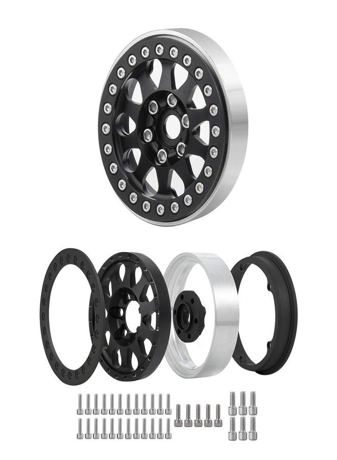 MOHERO Aluminum Alloy 1.9" Beadlock Wheels Rims Hub for RC 1/10 TRX4, Axial SCX10 SCX10-II SCX10-III, D90 Scale RC Crawler Car (Matte Black) - Image 3