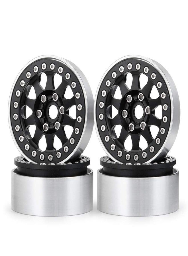 MOHERO Aluminum Alloy 1.9" Beadlock Wheels Rims Hub for RC 1/10 TRX4, Axial SCX10 SCX10-II SCX10-III, D90 Scale RC Crawler Car (Matte Black) - Image 1