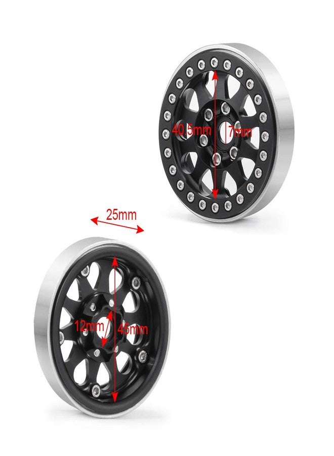 MOHERO Aluminum Alloy 1.9" Beadlock Wheels Rims Hub for RC 1/10 TRX4, Axial SCX10 SCX10-II SCX10-III, D90 Scale RC Crawler Car (Matte Black) - Image 5