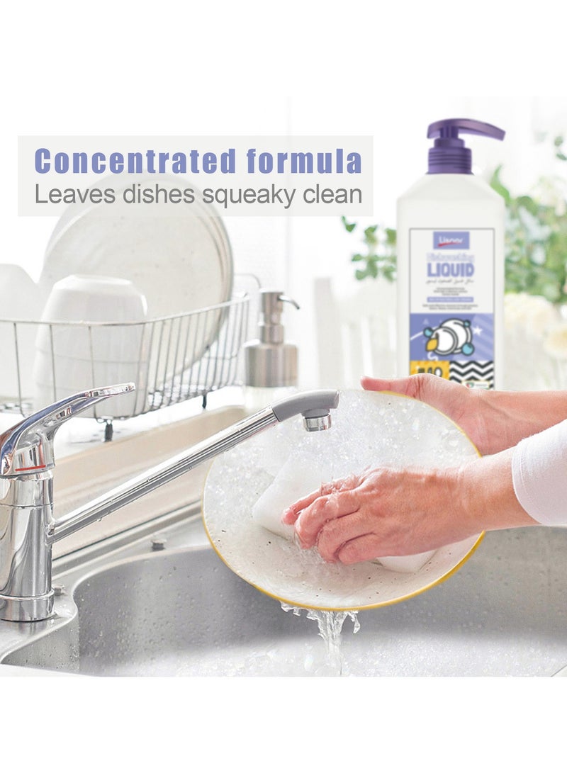 Lisnor Dishwashing Liquid Soap Antibacterial. Concentrated Formula. Gentle to Hands. Harmless. Colorless with Pink Salt & Menton Lemon Flavor 1000ml(set of 2 pic)  - Image 2